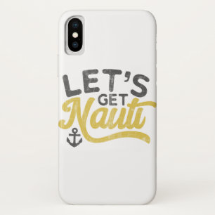 Let's get Nauti Nautical Vintage Type Grey Yellow Case-Mate iPhone Case