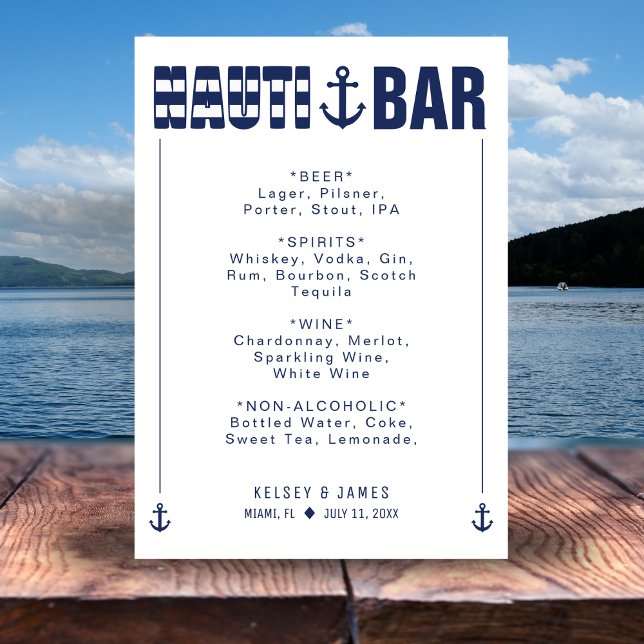 Let's Get Nauti Nautical Wedding Bar Drinks Menu (Let's Get Nauti Nautical Wedding Bar Drinks Menu
)