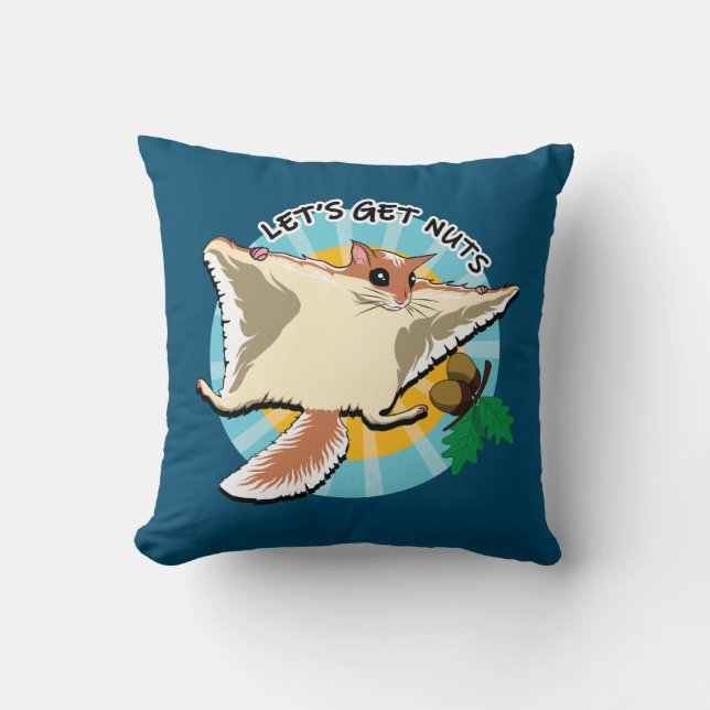 Let's Get Nuts - Flying Squirrel Throw Pillow (Front)