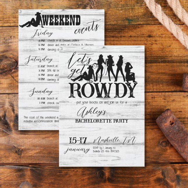 Let's get rowdy cowgirl bachelorette party  invitation