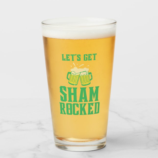 Let's Get Shamrocked St. Patrick's Day Glass (Front Filled)