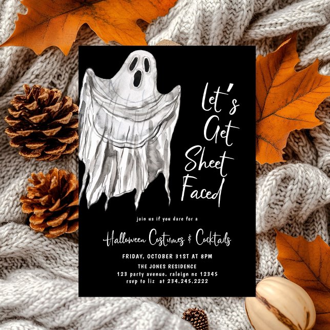Let's Get Sheet Faced Adult Halloween Party Invitation (Creator Uploaded)