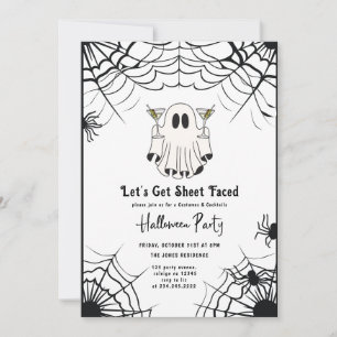 Let's Get Sheet Faced Martini Halloween Party Invitation