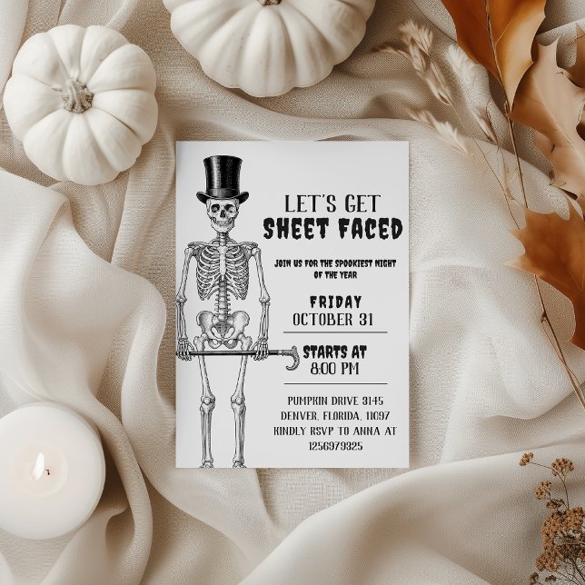 Lets Get Sheet Faced Top Hat Skeleton Invite (Creator Uploaded)