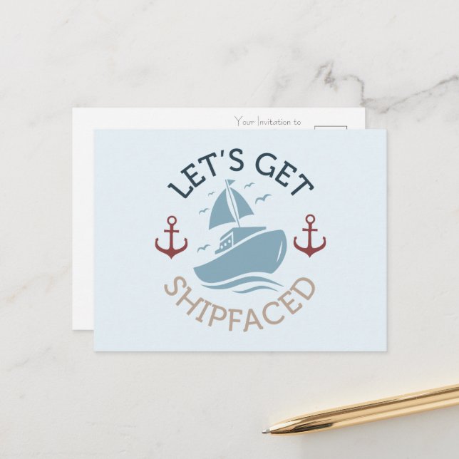 Let's Get Shipfaced Postcard (Front/Back In Situ)