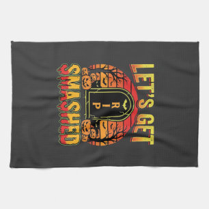 Lets Get Smashed Halloween Pumpkin Graveyard Kitchen Towel