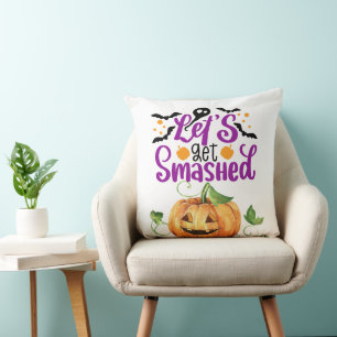 Let's get Smashed Pumpkin Halloween Throw Pillow