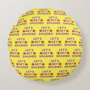 Let's Get Smashed (Pumpkins) Purple Round Pillow