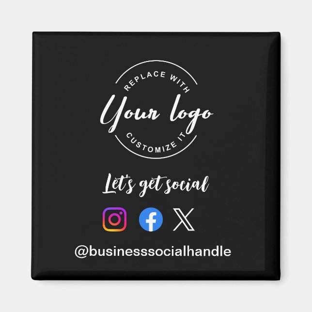 Let's get social Icons Connect Social Handle Magnet (Front)
