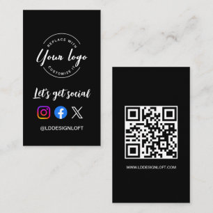 Let's Get Social Media QR code website Custom logo Business Card