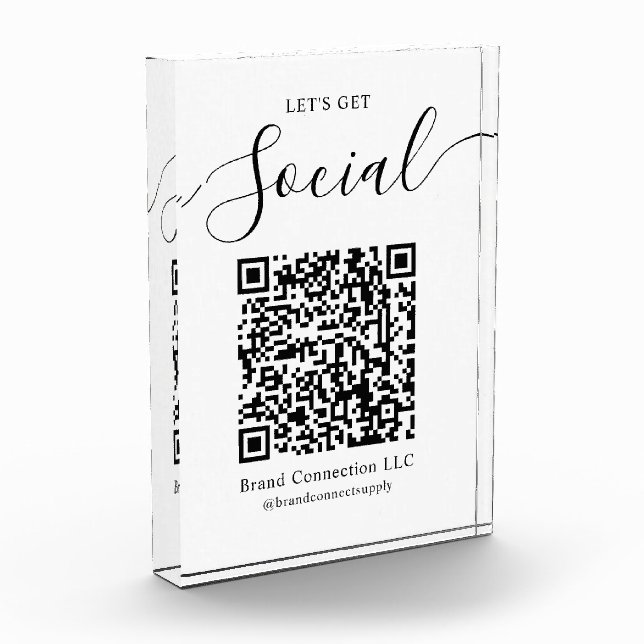 Let's Get Social QR Code Business Company Name Photo Block (Left)