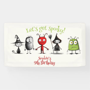 Let's get spooky! Creepy monsters kids birthday Banner
