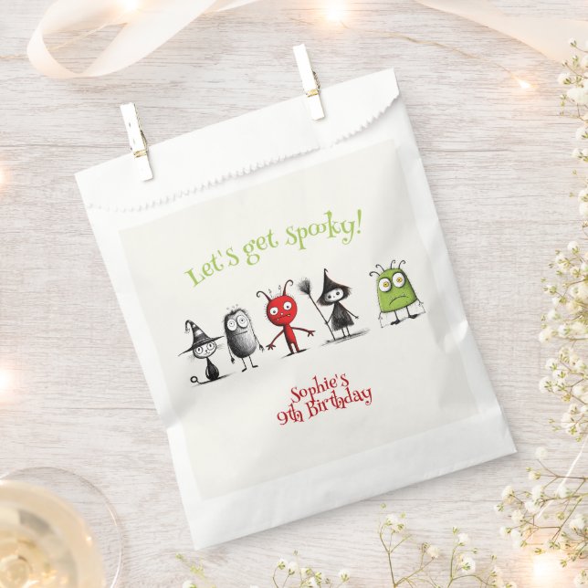 Let's get spooky! Creepy monsters kids birthday Favour Bag (Clipped)