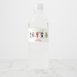 Let's get spooky! Creepy monsters kids birthday Water Bottle Label