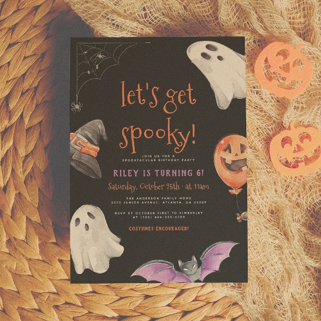 Lets Get Spooky Fun Kids Halloween Birthday Party Invitation (Creator Uploaded)