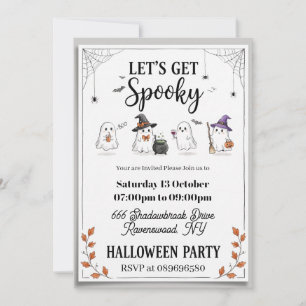 Lets Get Spooky Ghost Halloween Party Invitation