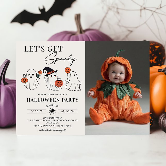 Lets Get Spooky Ghost Halloween Party Photo Invitation (Creator Uploaded)
