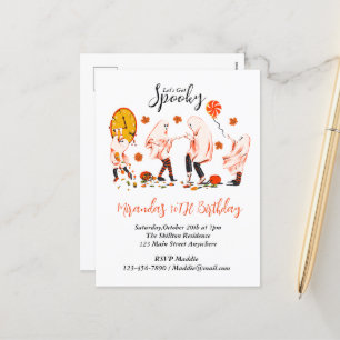 Let's Get Spooky Ghost With Friend Party Holiday Postcard