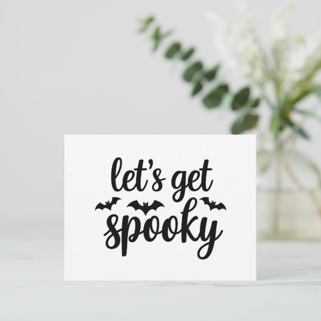 Lets Get Spooky Halloween Bats Graphic Design Postcard (Standing Front)