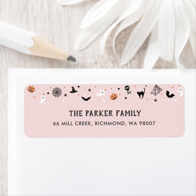 Let's get spooky Halloween Birthday Party Pink (Insitu)