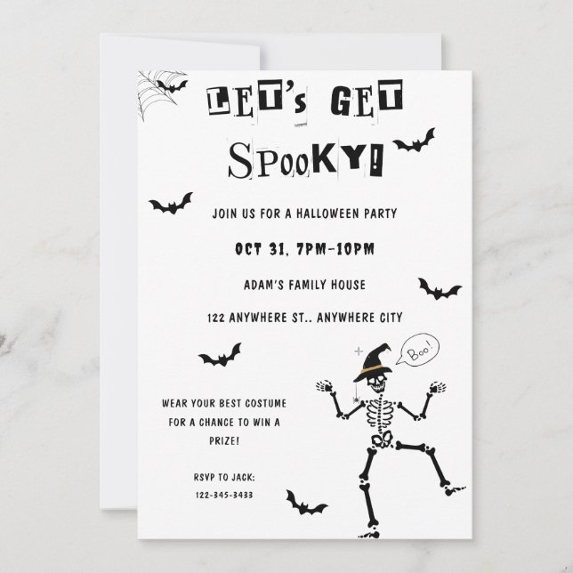 Let's Get Spooky Halloween Costume Party Invitatio Invitation (Front)
