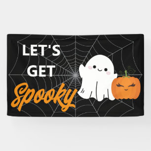 Let's Get Spooky Halloween Cute Ghost Birthday Banner