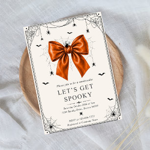 Let's Get Spooky Halloween Orange Bow Invitation