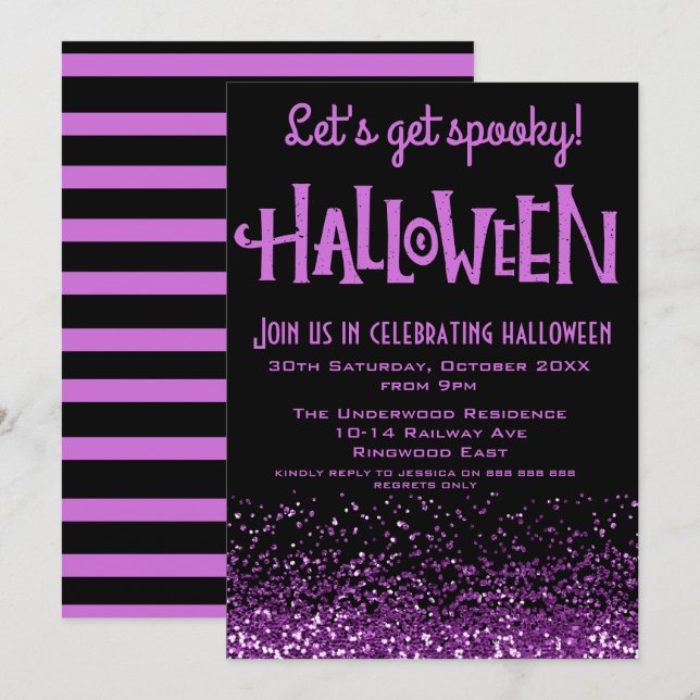LET'S GET SPOOKY HALLOWEEN PARTY INVITATION (Front/Back)