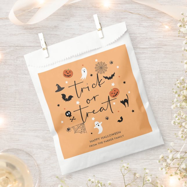 Let's get spooky Halloween Party Orange Favour Bag (Clipped)