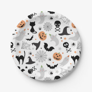 Let's get spooky Halloween Party Plate white