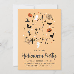 Let's get spooky Halloween Party pumpkin Invitation