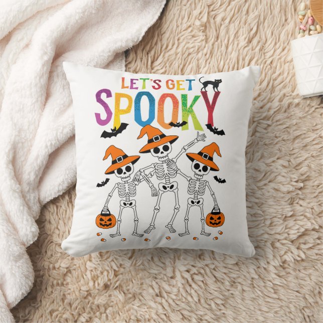 Let's Get Spooky Halloween  Throw Pillow (Blanket)