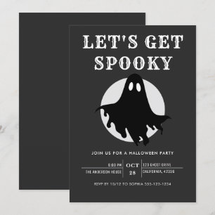Let's Get Spooky Modern Chic Halloween Party Invit Invitation