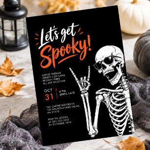Let's get Spooky Modern Skeleton Halloween Party Invitation