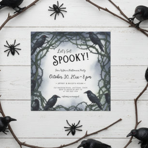 Let's Get Spooky Raven Halloween Party Invitation