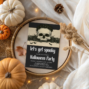 Lets Get Spooky Skull Wreath Halloween Invite