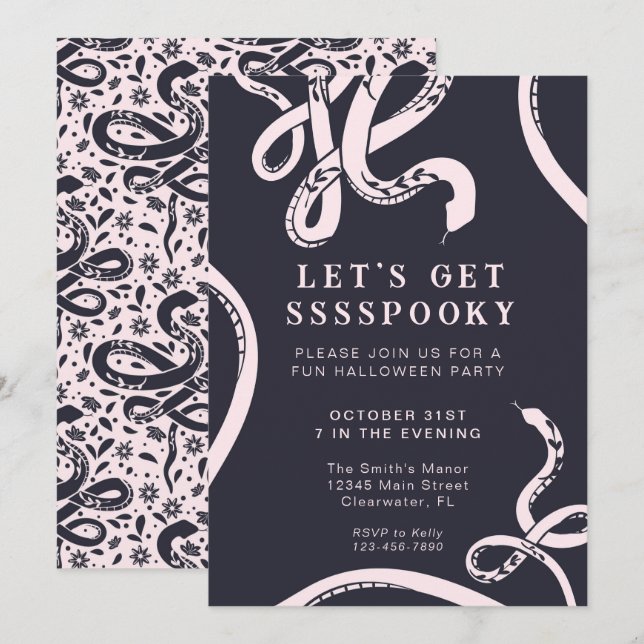 Let's Get Spooky Snake Halloween Party Invitation (Front/Back)