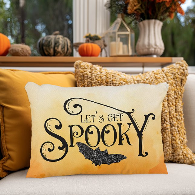 Let's Get Spooky Sparkly Halloween Accent Pillow (Let's Get Spooky Decorative Halloween Throw Pillow)