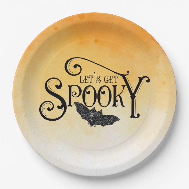 Let's Get Spooky Sparkly Halloween Paper Plate (Front)
