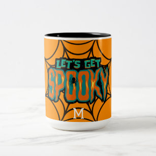 LET'S GET SPOOKY SPIDER WEB INITIAL COLORFUL Two-Tone COFFEE MUG
