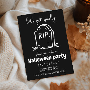 Lets Get Spooky Tombstone RIP Halloween Invite