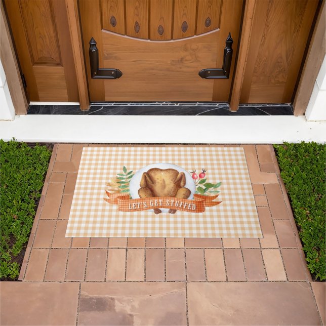 Let's Get Stuffed Thanksgiving Turkey  Doormat (Outdoor)