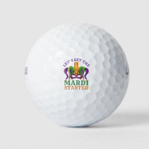 Let's Get the Mardi Started Mardi Gras Party Golf Balls