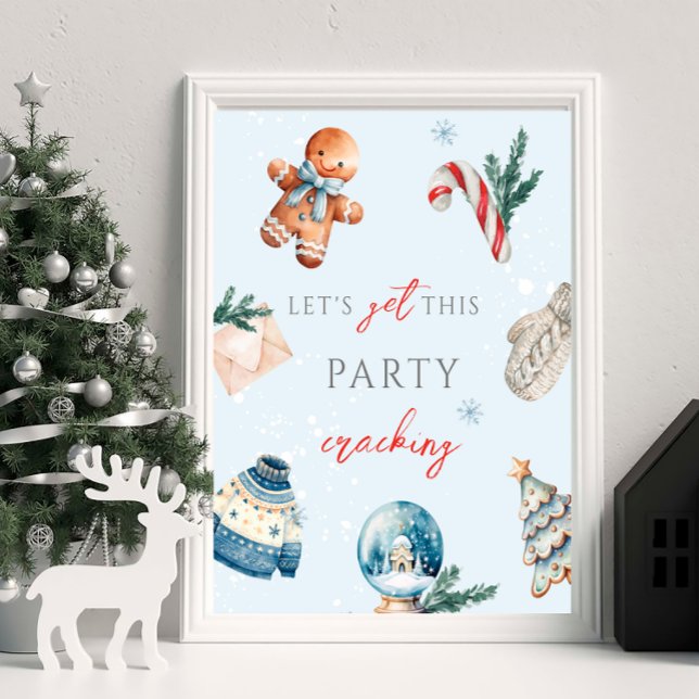Let's Get This Party Cracking Winter FirstBirthday Poster (Creator Uploaded)