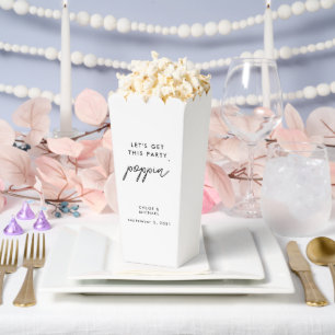 Let's Get This Party Poppin Wedding Popcorn Favor Box