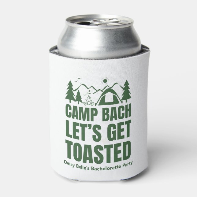 Let's Get Toasted Bachelorette Green Can Cooler (Can Front)
