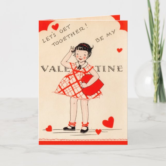 Let's Get Together! Be My Valentine Vintage Card (Front)