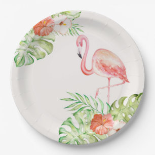 Let's Get Together Friends Ivory Gold Flamingo Paper Plate