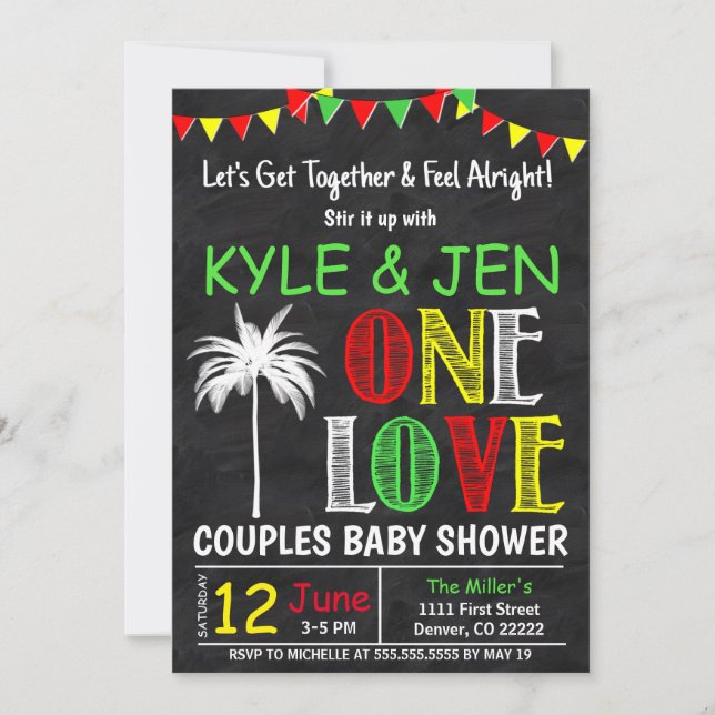 Let's Get Together, One Love Couples Baby Shower  Invitation (Front)