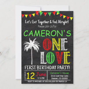 Let's Get Together, One Love First Birthday Party Invitation